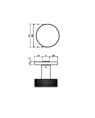 Pomello porta TUJA con dimensioni
