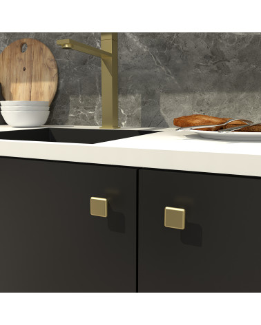 Pomello per mobile oro opaco NOX maniglia design fissata su un mobile