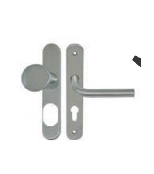 Maniglia-pomello su placca lunga - Inox 304 sicura cilindro A2P