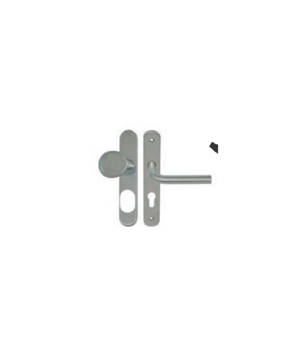 Maniglia-pomello su placca lunga - Inox 304 sicura cilindro A2P