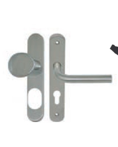 Maniglia-pomello su placca lunga - Inox 304 sicura cilindro A2P
