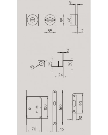 Maniglia per porta scorrevole MANDELLI 1108TN/S con dimensioni