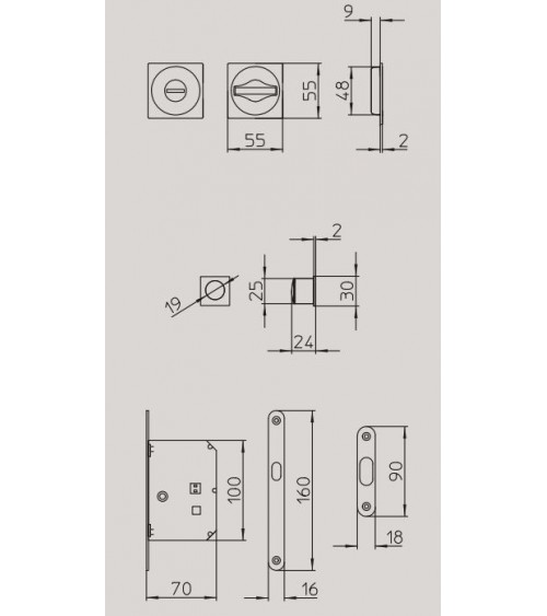 Maniglia per porta a scorrimento in nichel laccato incassata con serratura, MANDELLI 1108TN/S - maniglia design