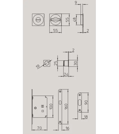 Maniglia per porta a scorrimento in nichel laccato incassata con serratura, MANDELLI 1108TN/S - maniglia design