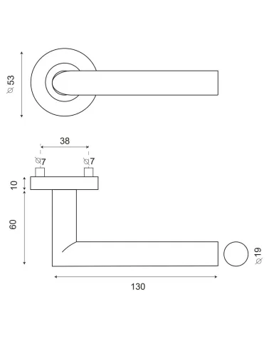 disegno tecnico della maniglia altesse grado 3