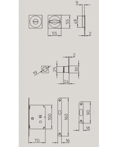 Maniglia per porta scorrevole MANDELLI 1108TN/S con dimensioni