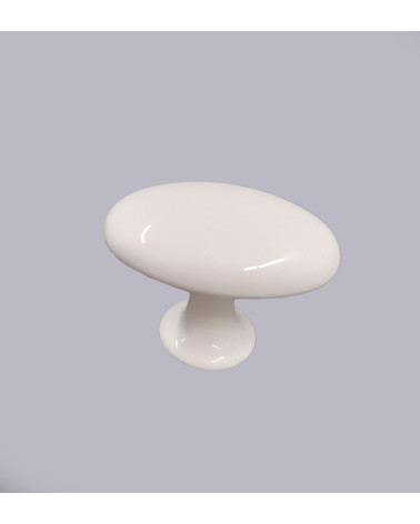 Pomello per mobile bianco NAPOLI maniglia design vista inclinata su sfondo grigio chiaro