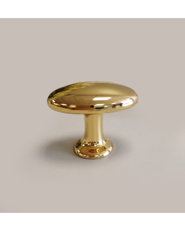 Pomello per mobile oro lucido NAPOLI maniglia design vista frontale su sfondo grigio
