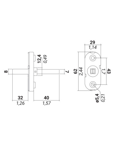 disegno tecnico dell'adattatore DK per finestra