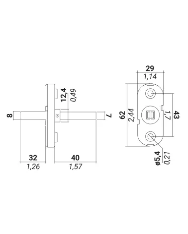 disegno tecnico dell'adattatore DK per finestra