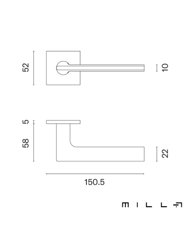 Maniglia per porta SALVIA con dimensioni