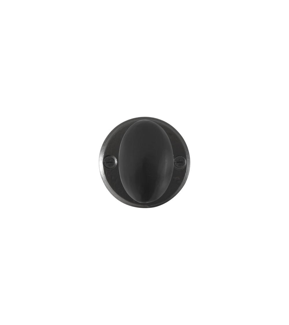 Pomolo per porta nero in ferro 1018 - placca rotonda - maniglia design