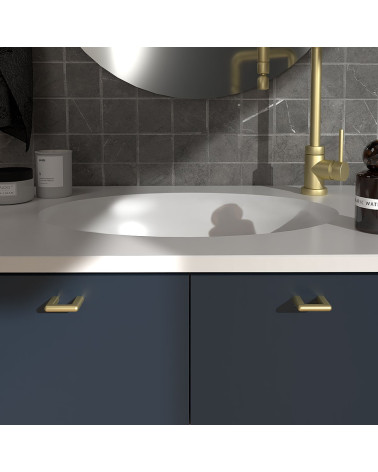 Maniglia per mobile oro opaco NOX maniglia design vista frontale fissata su un mobile