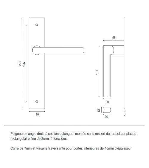 Maniglia su placca sottile 2mm Pyla