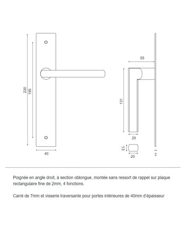 Maniglia su placca sottile 2mm Pyla