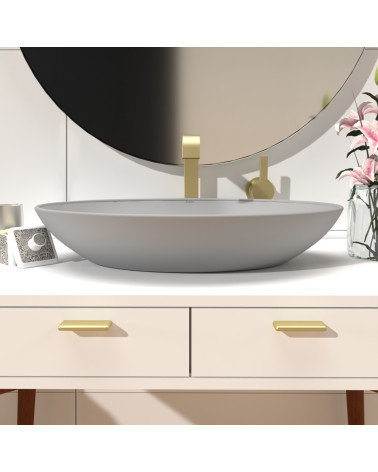 Maniglia per mobile oro opaco NOX-1 maniglia design montata su un mobile da bagno