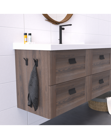 Maniglia per mobile nera opaca SEA maniglia design vista in prospettiva montata su un mobile bagno