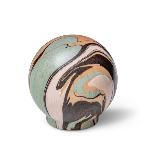 Pomolo per mobile in legno di faggio Verde acqua