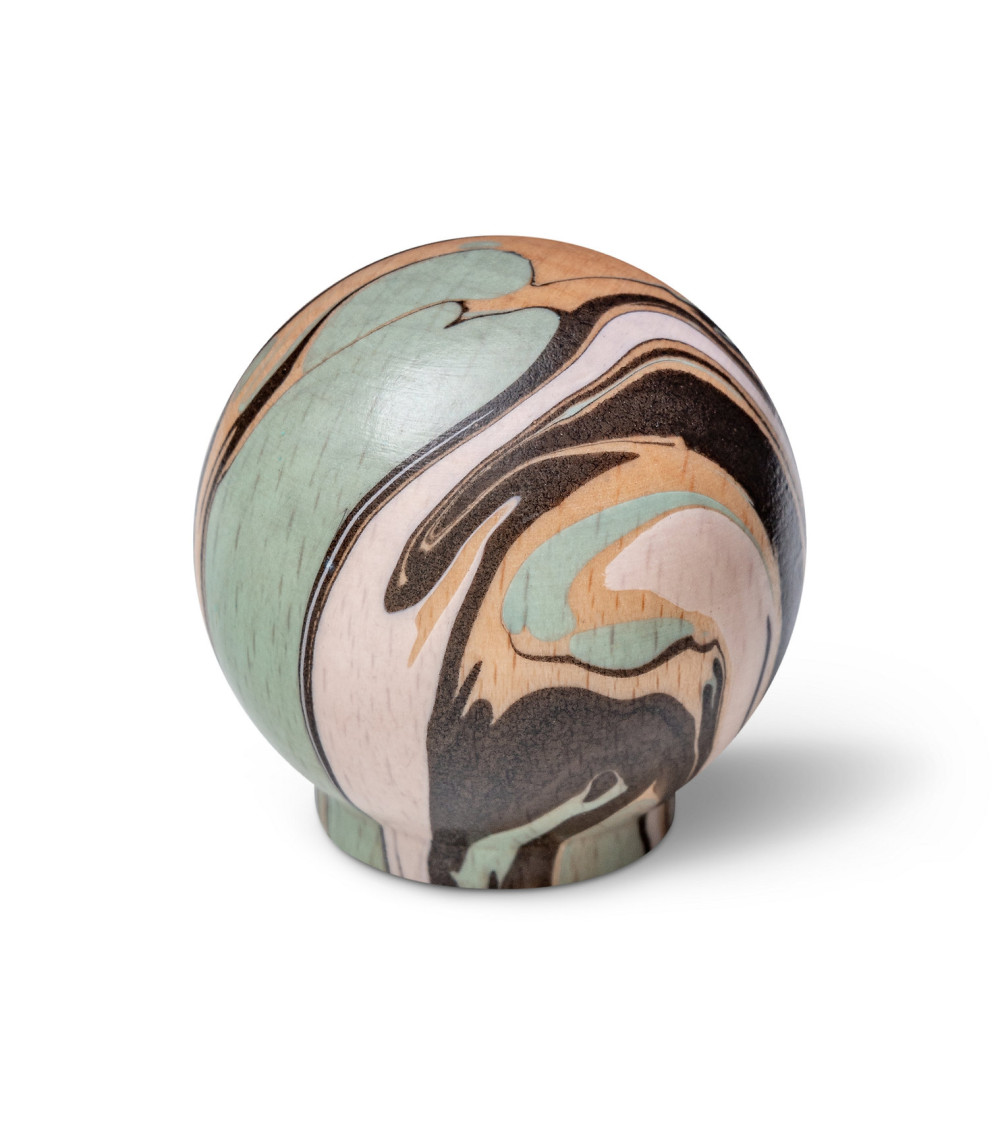 Pomolo per mobile in legno di faggio Verde acqua