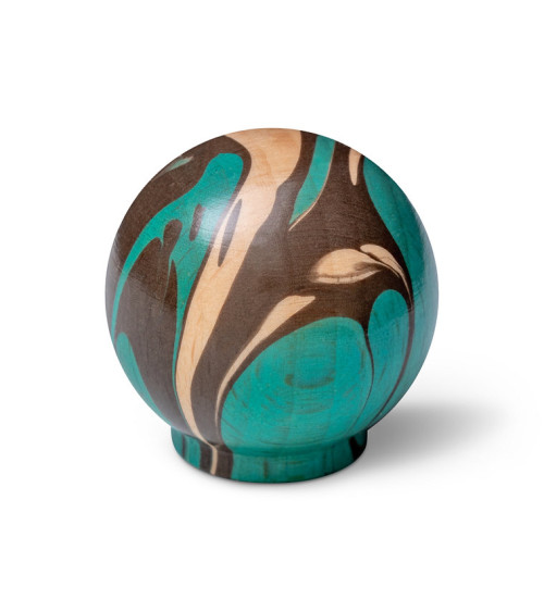 Pomolo per mobile in legno di faggio Turchese