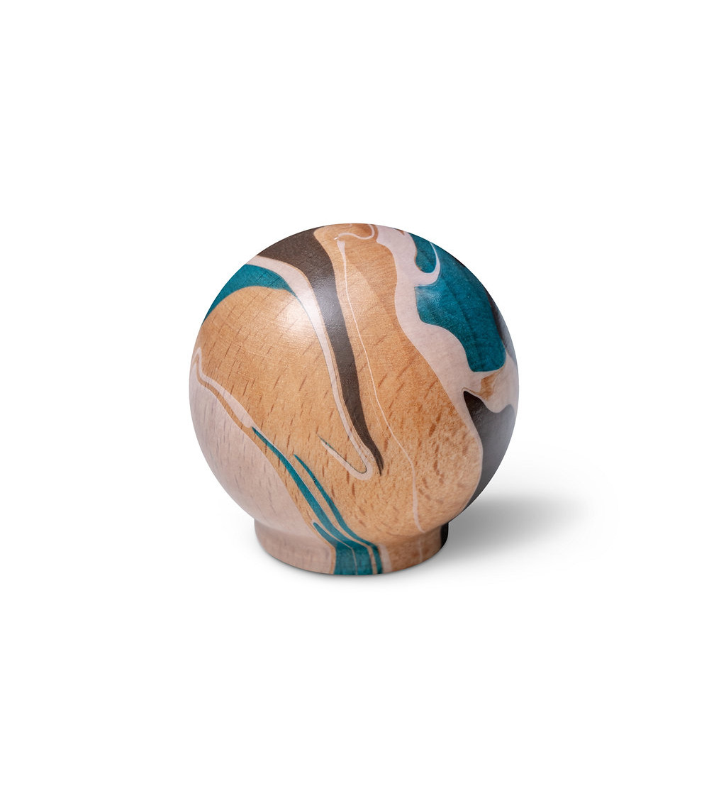 Pomolo per mobile in legno di faggio Turchese