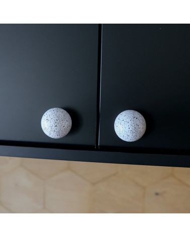 Pomello per mobile in legno di faggio Bianco e nero Misto