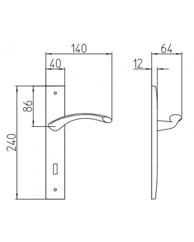 Maniglia per porta placca longitudinale Mandelli Zoom con dimensioni