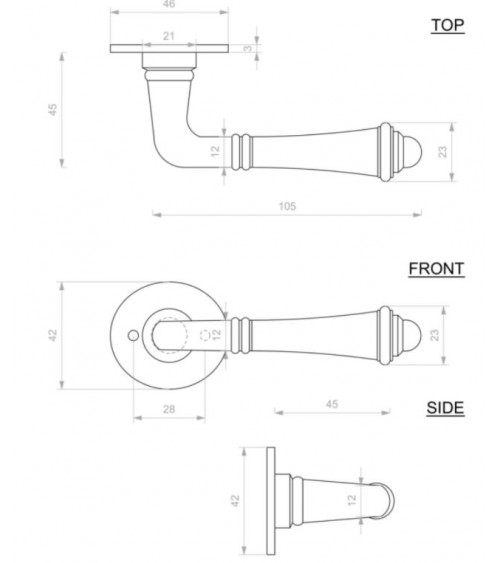 Maniglia per porta cromata in ferro 287 - maniglia design