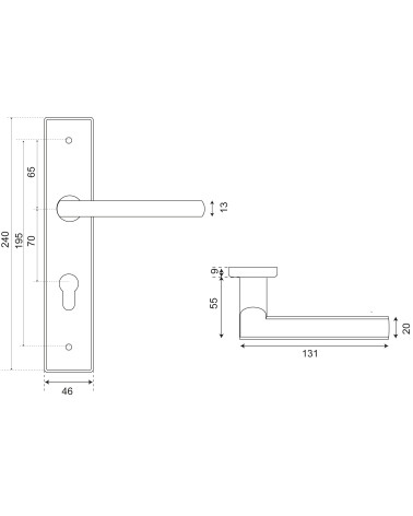 Disegno Maniglia New Pyla Prestige placca cilindro