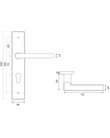 Disegno Maniglia New Pyla Prestige placca cilindro