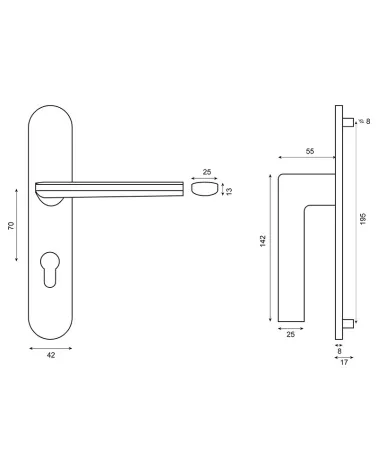 Disegno Maniglia per porta Helm NS