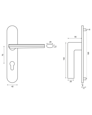Disegno Maniglia per porta Helm NS
