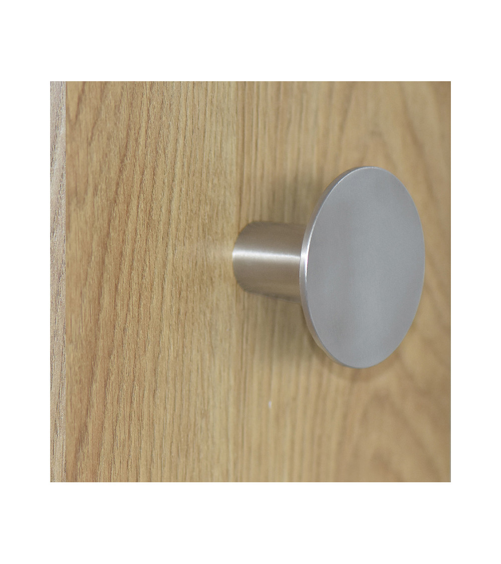 Appendiabiti da parete Disco sottile in inox spazzolato opaco D.60mm