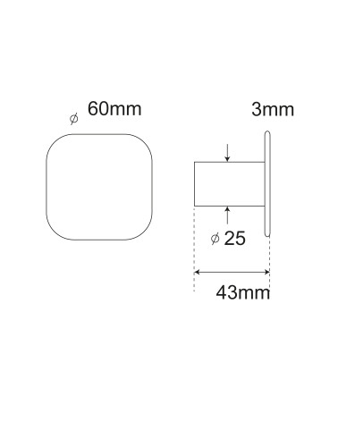 Disegno appendiabiti da parete quadrato sottile D.60