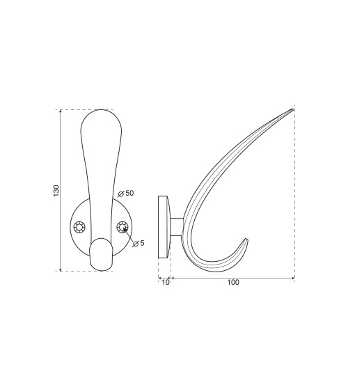 Appendiabiti da parete Curva bronzo