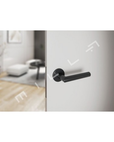 Maniglia per porta colore nero ARABIS design montata su una porta