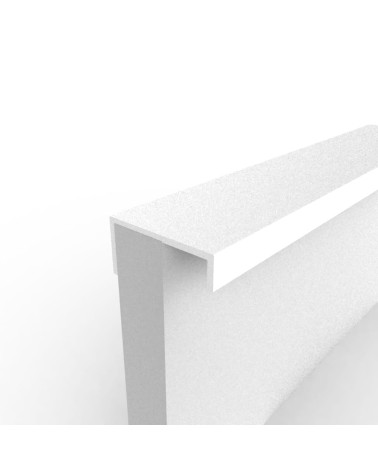 Maniglia per mobile bianco lucido VERA design fissata al bordo di un pannello bianco