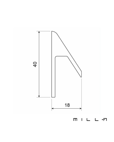 Maniglia per mobile VERBA con schema tecnico