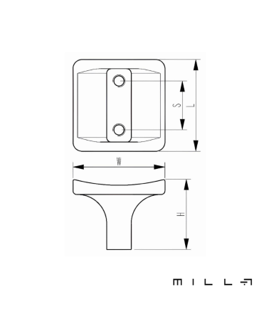 Pomello per mobile SIENA con schema tecnico