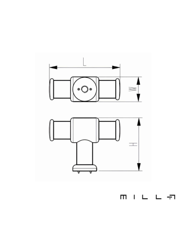 Pomello per mobile GALIUM con schema tecnico